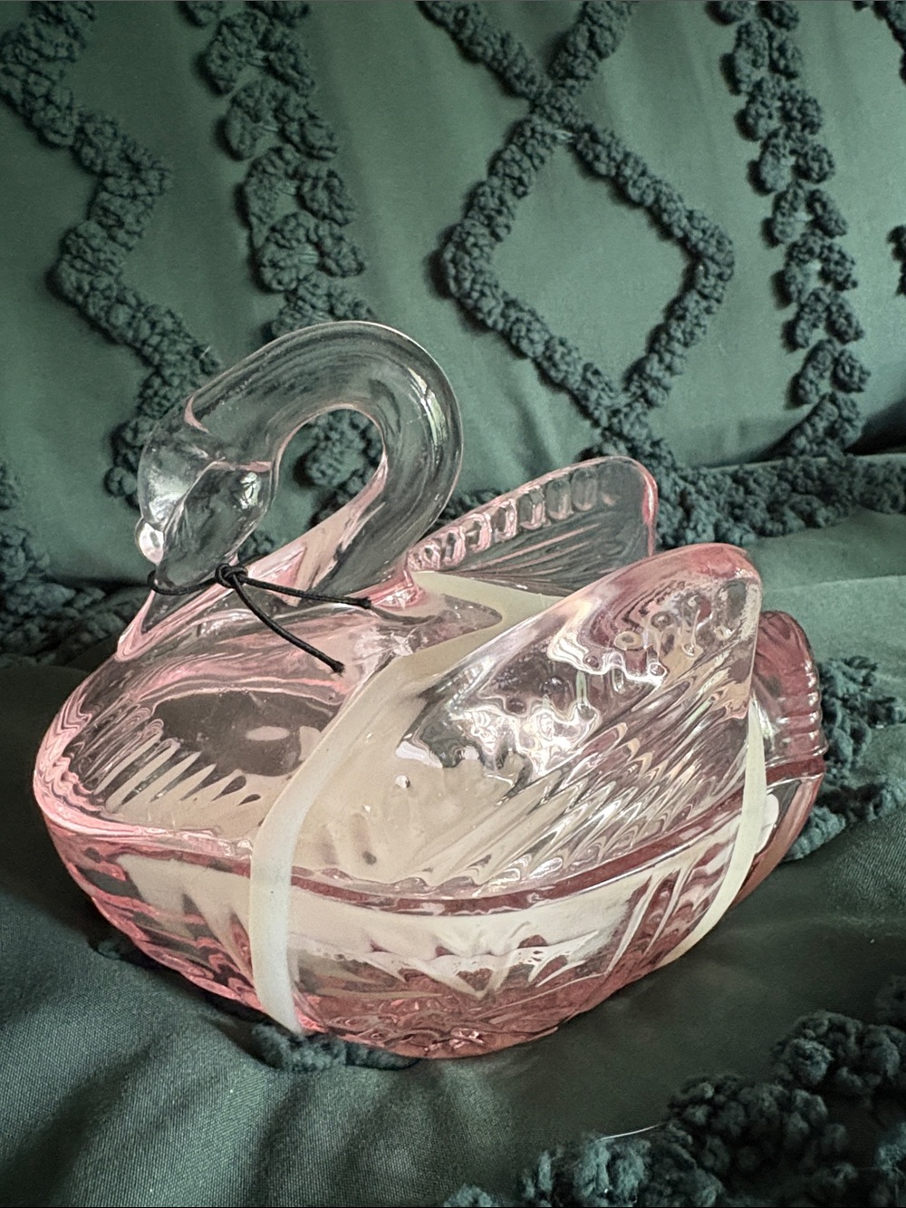 Cupcakes and Cashmere Pink Glass Swan Candle - Peony